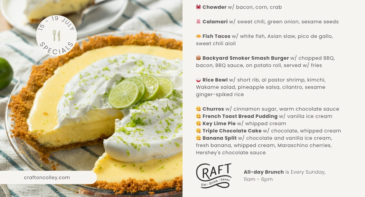 Craft Weekly Specials, 15-19 July