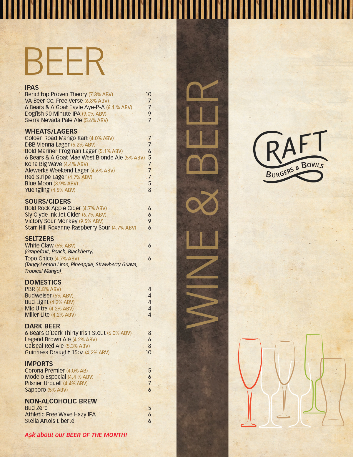 Craft Beer & Wine Menu 2025-09