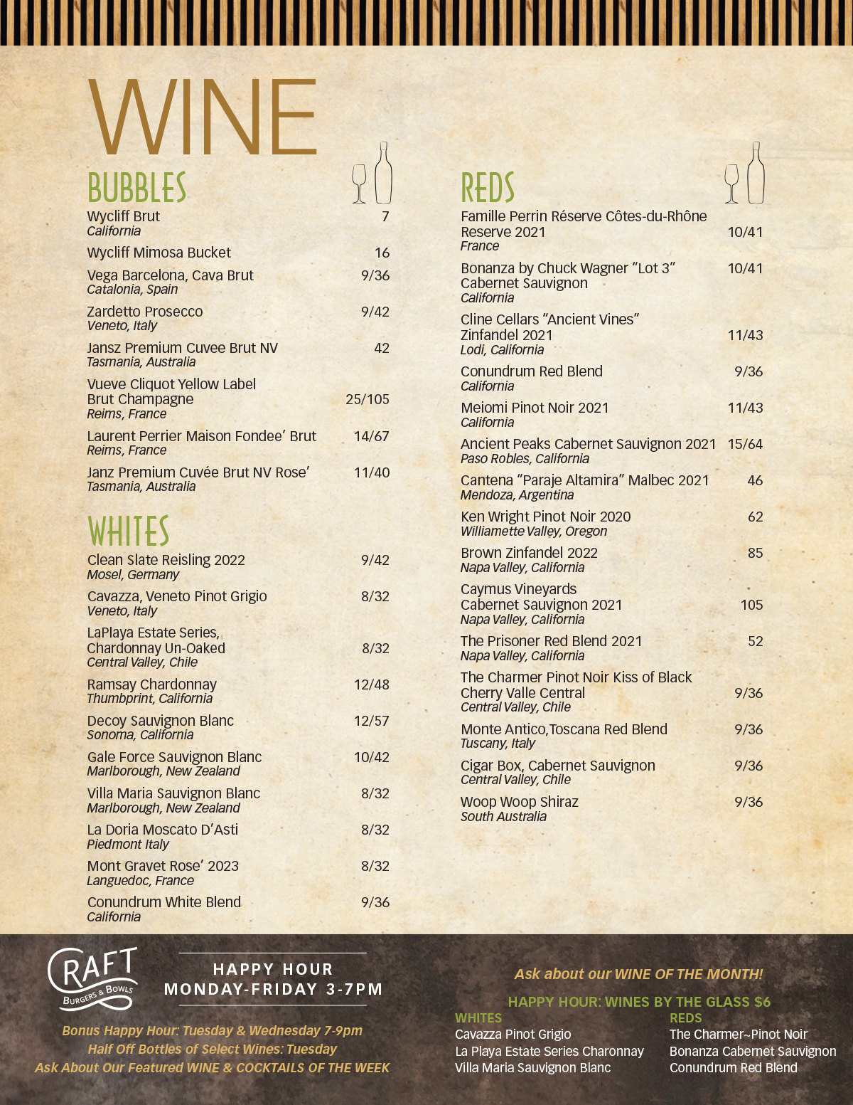 Craft Beer & Wine Menu 2025-09