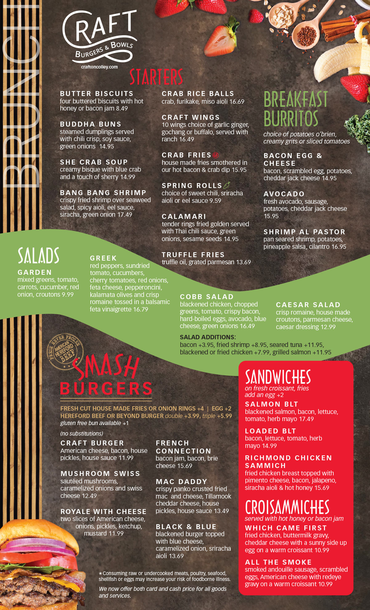 Craft Brunch Menu 2026 October